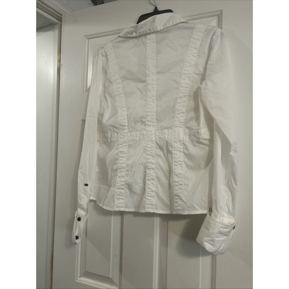 Nicole Benisti Women's Long Sleeve White Ruffle XL Top - Picture 3 of 7